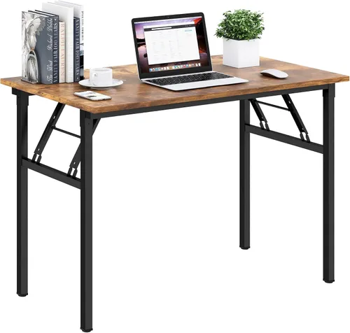 Vista 28 de Need - Escritorio plegable de 31 1/2" sin ensamblaje, mesa pequeña para computadora, escritorio robusto y resistente para espacios pequeños, marco