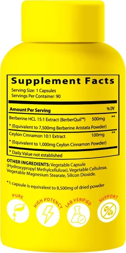 Vista 5 de BioImmune Suplemento de berberina potencia sinérgicamente mejorada, canela de Ceilán para una mayor absorción y efectos sinérgicos para niveles