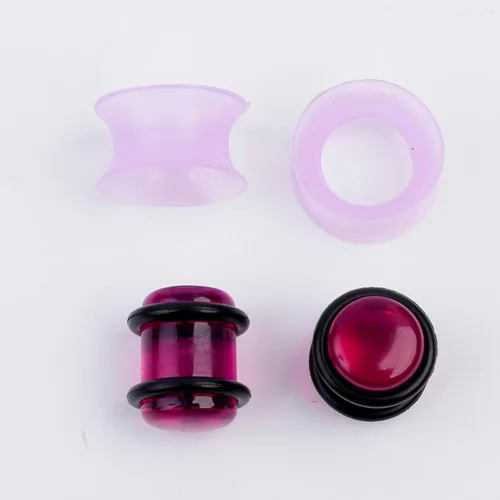 Vista 5 de Kit de estiramiento de orejas de silicona acrílica, 50 piezas cónicos ligeros, túneles y tapones para expansores de iniciación Juego de piercings