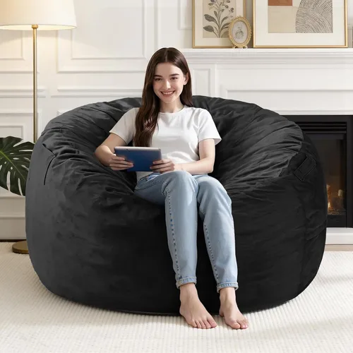 Vista 44 de Silla Puf de 2 Pies con Funda de Terciopelo Ultra Suave Sofá Puf con Espuma con Memoria Sillas Puf de Tamaño Grande Sofá Perezoso para Dormitorio