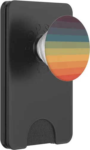 Vista 8 de PopSockets - Agarre y soporte para teléfonos y tabletas, diseño retro de rayas, color arco iris