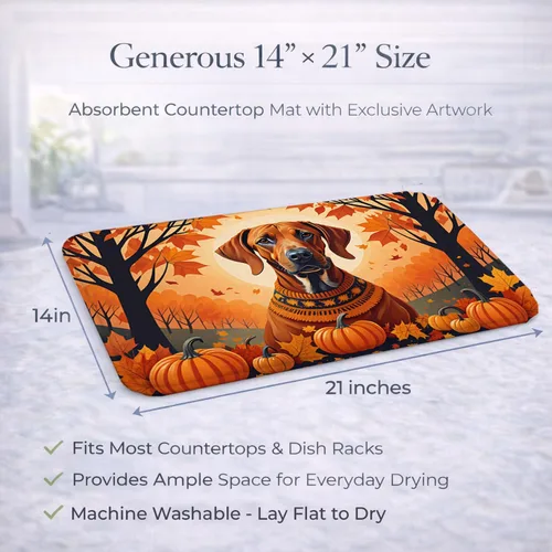 Vista 3 de Caroline's Treasures DAC1066DDM Rhodesian Ridgeback - Tapete de secado de platos absorbente para encimera de cocina, tapete escurridor de platos