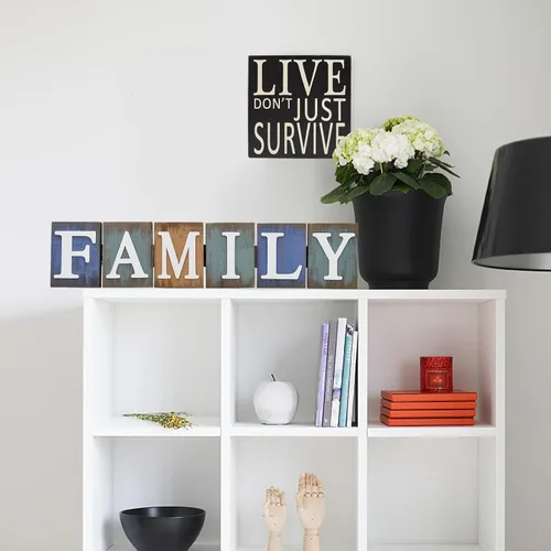 Vista 4 de Aecipl Letrero de madera para el hogar, letras decorativas rústicas independientes, centro de mesa, plegable, decoración de granja de madera