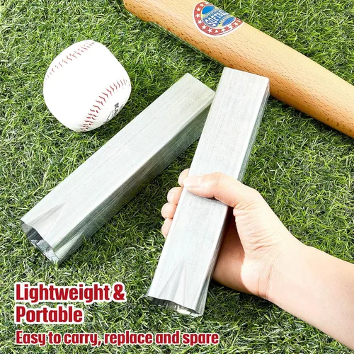 Vista 4 de Dunzy 3 anclajes de tierra de béisbol estilo prensado para bases de béisbol, color plateado