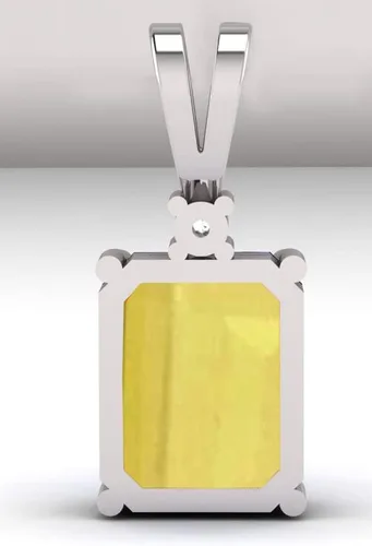 Vista 5 de LMDPRAJAPATIS Joyería fina con certificación natural, 4.75 quilates, zafiro amarillo astrológico y diamante americano, collar con colgante de piedra