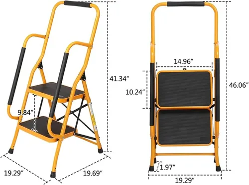 Vista 2 de Escalera plegable de 2/3/4, taburete de escalera con cómodo mango antideslizante, resistente y pedal ancho, taburete portátil de acero de 330