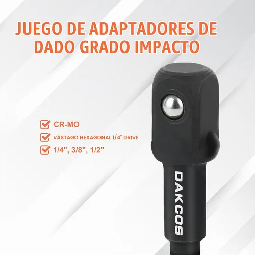 Vista 4 de DAKCOS Juego de adaptadores de enchufe de impacto de 17 piezas, unidad de 1