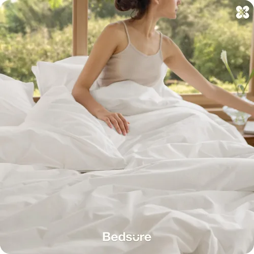 Vista 2 de Bedsure Funda de edredón de algodón tamaño individual – Funda de edredón de lujo con tejido slub 100% algodón con una textura similar al lino, ropa