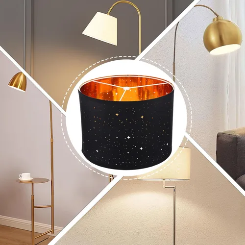 Vista 4 de Pantalla de lámpara de mesa, pantalla de repuesto para lámpara de tambor estrellado, pantalla de barril de estrella, clip, cubierta de luz