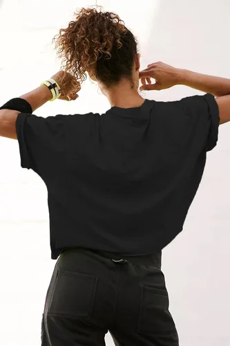 Vista 3 de Camisetas cortas de manga corta para mujer, de algodón, básicas, casuales, atléticas, para yoga, correr, para verano