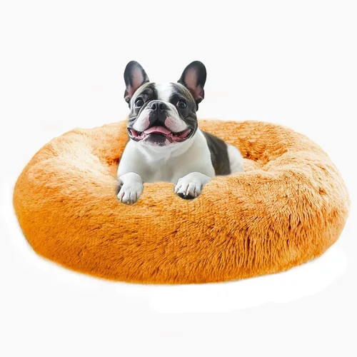 Vista 63 de JOLLYVOGUE - Cama calmante para perros y gatos pequeños y medianos, antiansiedad, redonda, suave, acogedora con parte inferior antideslizante