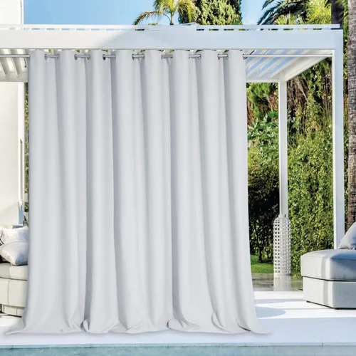 Vista 118 de NICETOWN Cortina para Exteriores para Patio Impermeable de 84 Pulgadas de Ancho, Aislamiento Térmico con Ojales Antioxidantes Bloqueo UV Cortina