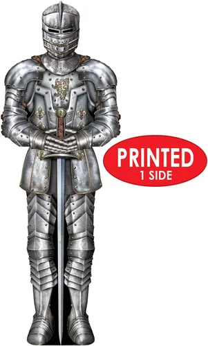 Vista 3 de Beistle Knight Suit of Armor - Telón de fondo para fotos, 6 pies de alto, juego de 2 – Decoración de fiesta temática medieval, decoración