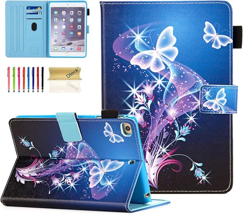 Vista 19 de Dteck Funda para iPad mini 5/4/3/2/1, elegante y ligera de cuero sintético tipo folio con cartera, funda inteligente