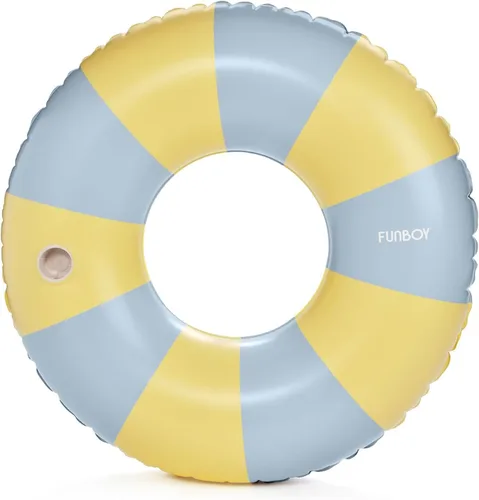 Vista 9 de FUNBOY Flotador de piscina vintage de 46 pulgadas a rayas marrones y azules con soporte para tazas