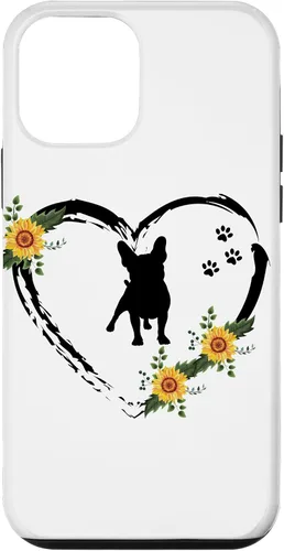 Vista 16 de iPhone 16 French Bulldog With Paw Prints And Sunflower Heart On White Case