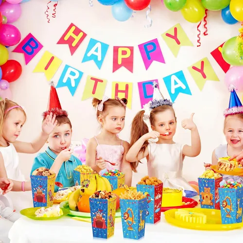 Vista 6 de Tiamon 32 piezas de suministros de fiesta de carnaval, cajas de palomitas de maíz de circo, cajas de papel de circo de 6 pulgadas, cajas de dulces