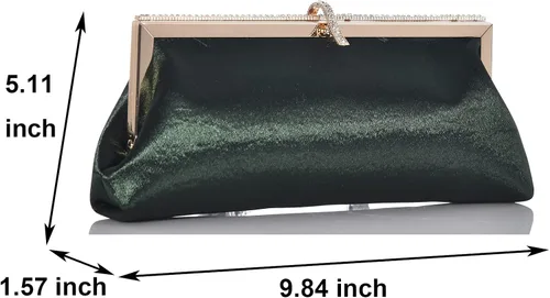 Vista 3 de Bolsa de embrague clásica de satén de lujo con elegante bolso cruzado con diamantes de imitación para boda novia graduación graduación