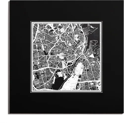 Vista 109 de O3 Design Studio Mapa de corte de papel de París, color negro mate, 20 x 20 pulgadas, arte en papel