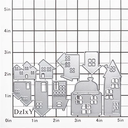 Vista 2 de DzIxY Casas Troqueles de corte de metal para kit de fabricación de tarjetas, troquelados de papel en relieve, plantillas de máquina de álbumes