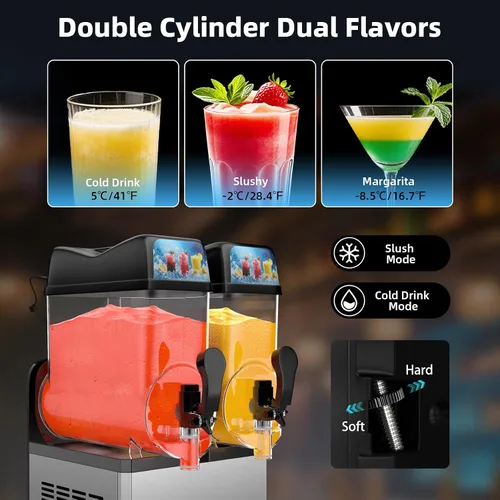Vista 4 de Máquina comercial para granizados, 8 galones/30L de acero inoxidable Margarita Smoothie Frozen Drink Maker, fabricante de granizados para fiestas