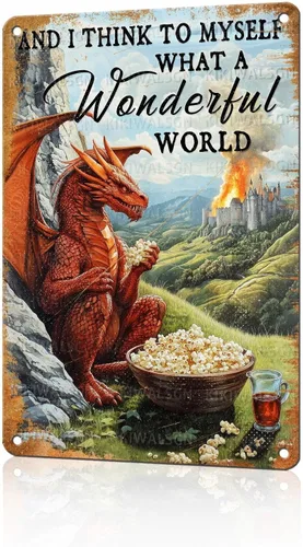 Vista 14 de Letreros metálicos para decoración de pared con diseño de dragón, con texto en inglés "Do Not Meddle in the Affairs of Dragons", divertido póster