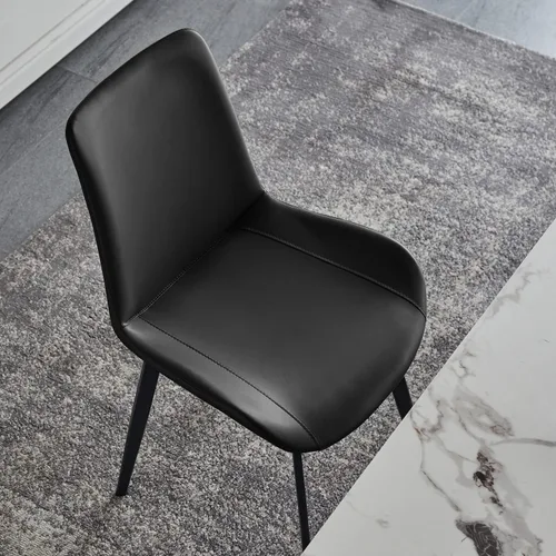 Vista 2 de seonyou Juego de 4 sillas de comedor de piel sintética negra para cocina, comedor, cómoda silla moderna de mediados de siglo con patas de metal