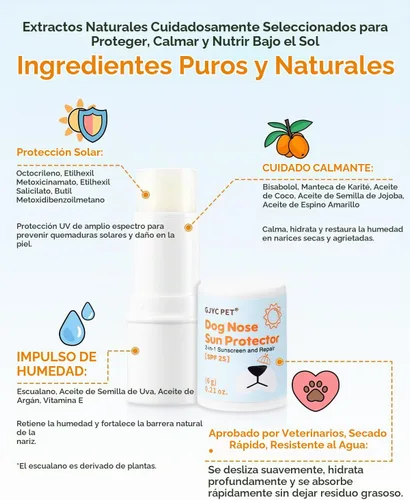 Vista 4 de Bálsamo protector solar para nariz de perro SPF 25 – Protección solar natural, segura para lamer con manteca de karité y espino cerval de mar