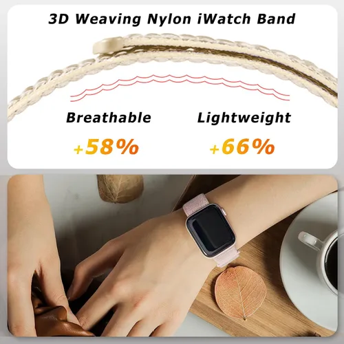 Vista 4 de Paquete de 15 correas deportivas de nailon compatibles con Apple Watch Band de 1.614 in 1.575 in 1.496 in 1.929 in 1.772 in 1.732 in 1.654 in