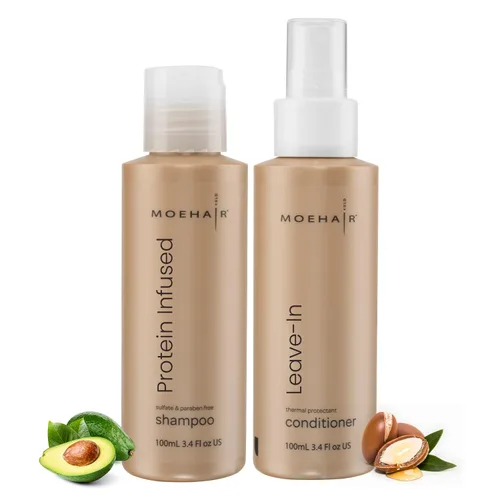 Vista 8 de MOEHAIR Champú y acondicionador 2 en 1 con infusión de proteínas de viaje para cabello fino, tratamiento capilar proteico para cuero cabelludo seco