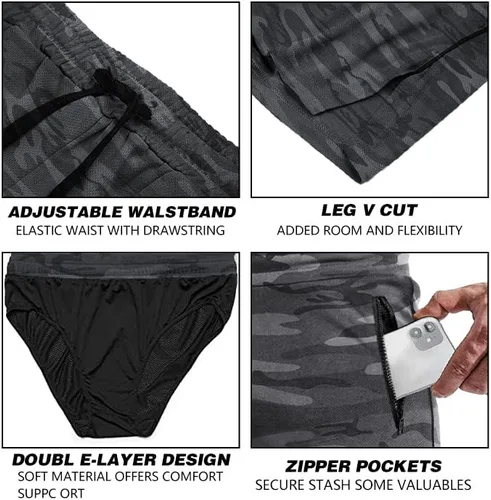 Vista 4 de EVERWORTH Pantalones cortos de entrenamiento con entrepierna de 3 pulgadas para hombre, de secado rápido, pantalones cortos ligeros para hombre