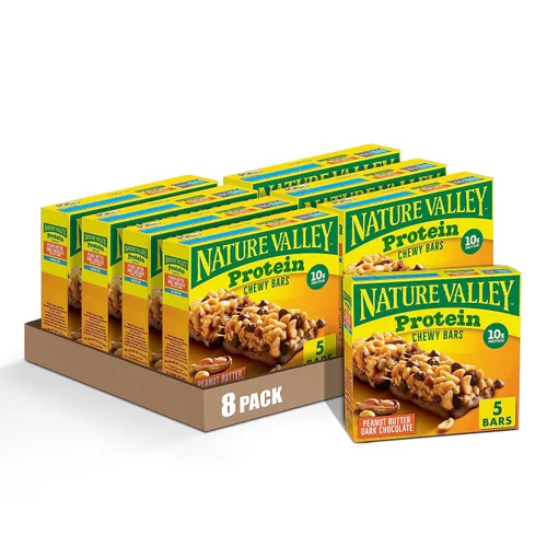 Vista 6 de Nature Valley Barras de granola con proteína, arándano y nueces, barras de merienda masticables, 5 barras, 7.1 OZ 0.35 onzas de proteína por