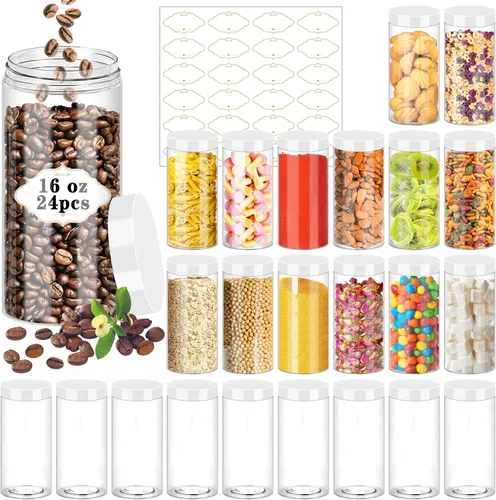 Vista 58 de PeacePeo Tarros de plástico con tapas, recipientes de slime de 4 onzas, 72 frascos de plástico transparente vacíos, recipientes de cosméticos