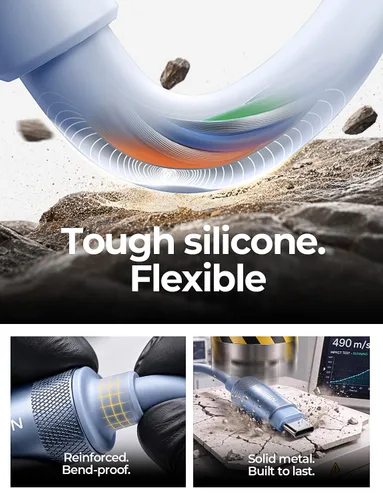 Vista 6 de LISEN Cable USB C en espiral corto limpio paquete de 2 unidades de 60 W C a Azul