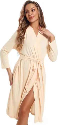 Vista 3 de QTECLOR Bata de maternidad con manta a juego, bata de maternidad Barhrobe para parto para hospital, vestido de mujer
