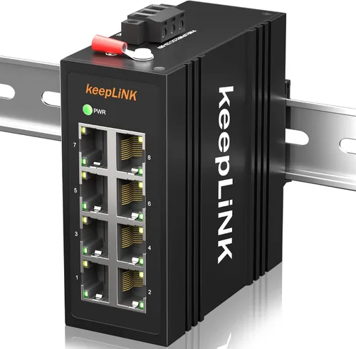 Vista 9 de Conmutador Ethernet industrial de 5 puertos, conmutador de red de riel DIN de 10/100 Mbps no administrado, IP40, rango de temperatura