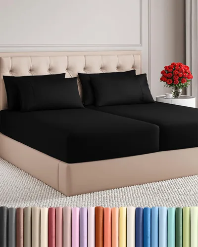 Vista 194 de Juego de sábanas Twin de 4 piezas - Cómodo, transpirable y refrescante - Juego de ropa de cama de lujo de hotel ultrasuave con bolsillos profundos