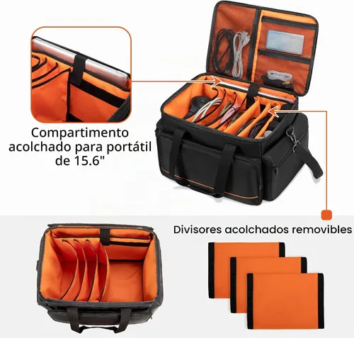 Vista 2 de Trunab Bolsa para archivos de cable DJ con divisores ajustables, funda