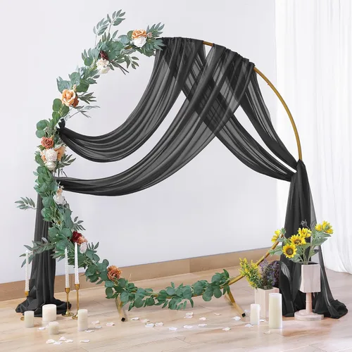 Vista 4 de 1 panel de cortina de telón de fondo transparente para arco de boda, cortina de arco para boda, recepción, decoración de fiesta de despedida