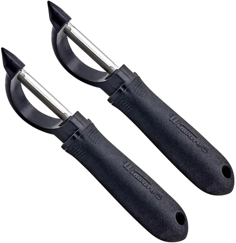Vista 2 de Winco Pelador giratorio de acero inoxidable con borde recto, paquete de 2