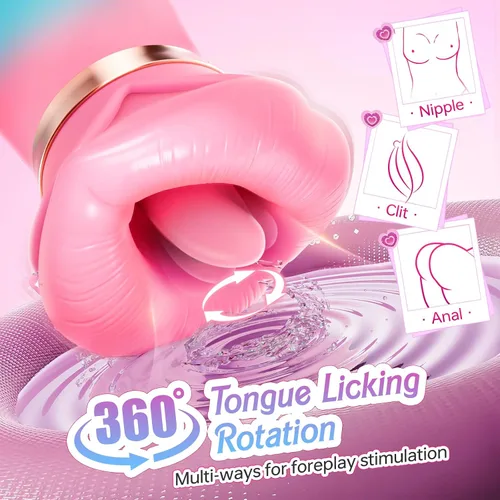 Vista 4 de Vibrador de juguete sexual para adultos para mujeres – Sovokn 5 en 1 vibrador de succión bucal rosa juguete sexual 10 lamiendo la lengua, 3 juguetes