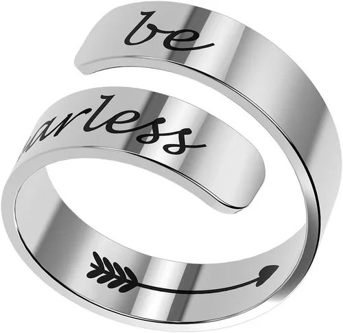 Vista 12 de HOFOYA Anillos inspiradores ajustables de acero inoxidable, anillos de grabado, joyería motivacional, graduación, San Valentín, regalos