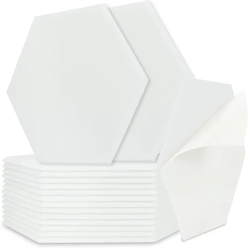 Vista 8 de [Usado] BXI Absorbedor de sonido, paquete de 16 paneles autoadhesivos de absorción acústica de 12 x 12 x 0.4 pulgadas, paneles de absorción