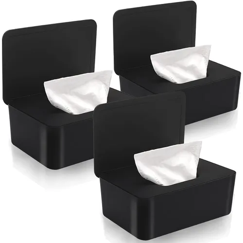 Vista 7 de NOVWANG Paquete de 3 dispensadores de toallitas para bebés con tapas, mantiene las toallitas frescas, contenedor de toallitas recargables con diseño
