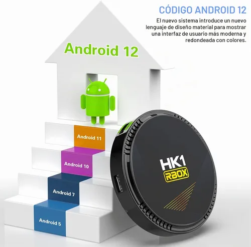 Vista 3 de HK1 Android TV Box 2026, Android 12.0 TV Box con 8K Decodificación 4GB RAM 32GB ROM Allwinner H618 Quad-Core, 2.4GHz/5.0GHz WiFi6 Bluetooth 4.0+
