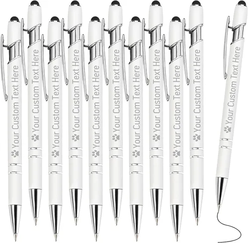 Vista 39 de STREADVE Bolígrafos personalizados personalizados con nombre grabado, logotipo, texto, bolígrafos de escritura suave, regalo personalizado para Negro
