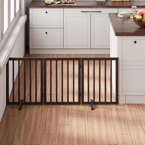 Vista 18 de Puerta plegable negra para mascotas de 18-55 pulgadas para escaleras y puertas, valla de puerta para cachorros
