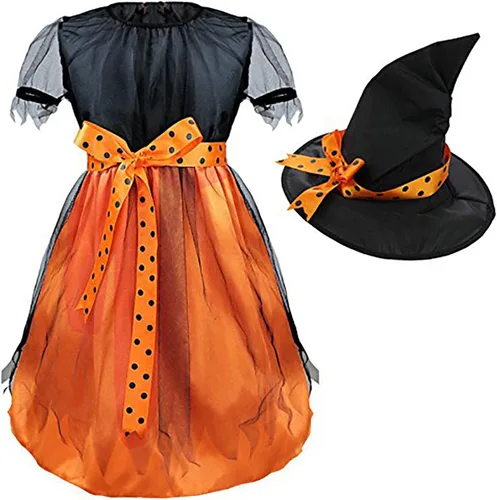 Vista 3 de Disfraz Jifre de bruja de Halloween para niñas