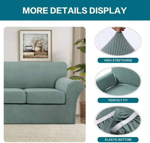 Vista 5 de Turquoize Funda para sofá de 3 plazas, color cian oscuro, funda de sofá biplaza para sofá de 2 asientos