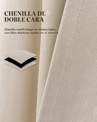 Vista 4 de jinchan Cortinas opacas de felpilla para dormitorio, cortinas beige para sala de estar, juego de 2 paneles de 84 pulgadas de largo, con aislamiento